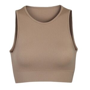 SKIMS Stretch Rib Set - High Neck Bra & High Waist Shorts - Desert
